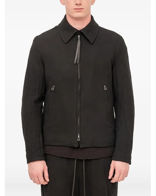 The Viridi-anne Black Zip-Up Jacket for men