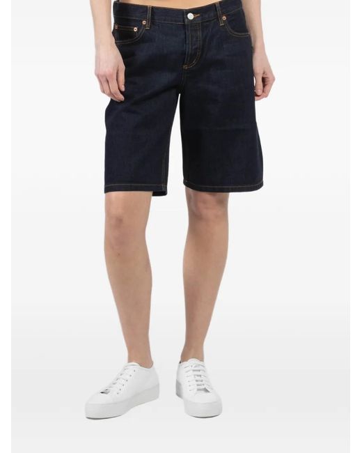 Still Here Blue Pocket Denim Shorts