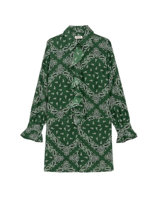 Zadig & Voltaire Green Rhelyne Silk Bandana Dress