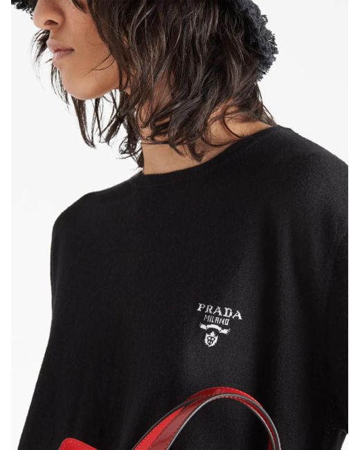 Pull En Cachemire À Col Rond Prada en coloris Black