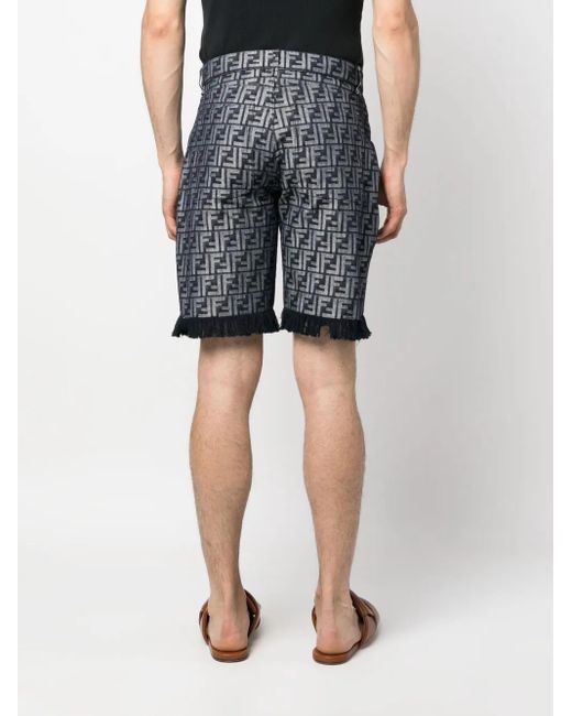 Fendi Gray Logo Shorts for men
