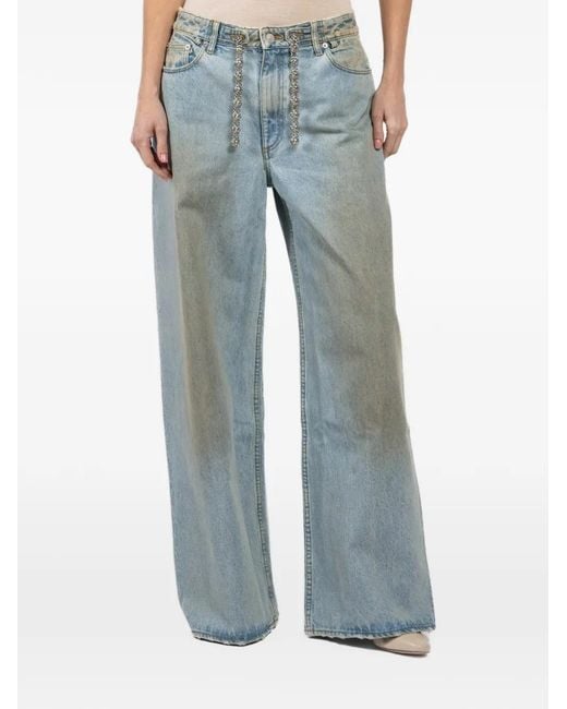 EZR Blue Chain-Embellished Jeans
