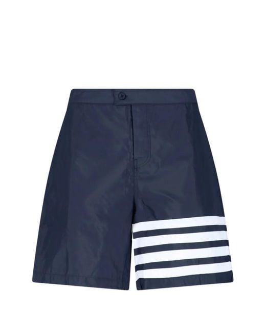 Thom Browne Blue Swim Tech 4-Bar Board Shorts for men