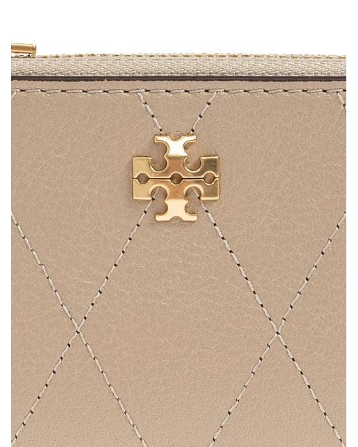 Tory Burch Natural Quilted Leather Card Holder