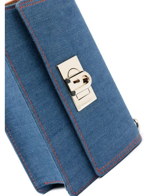Furla Blue Gerla Denim Shoulder Bag