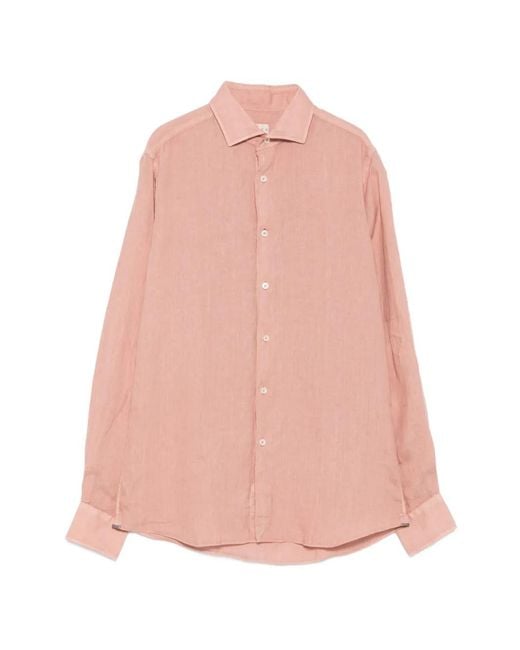 Xacus Pink Linen Spread-Collar Shirt for men