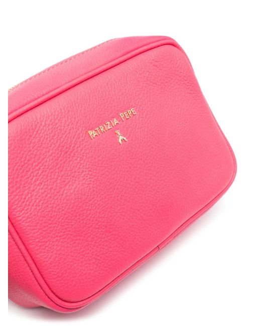 Patrizia Pepe Pink Fly-plaque Leather Shoulder Bag