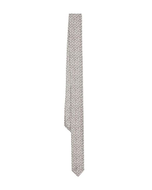 Giorgio Armani White Interlock-print Silk Scarf for men