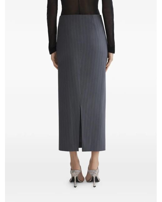 Mugler Black Pinstripe Split Skirt