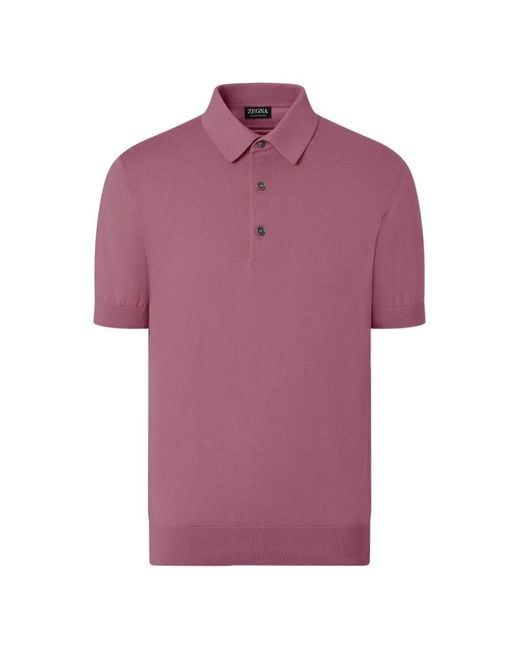 Zegna Purple Cotton Polo Shirt for men