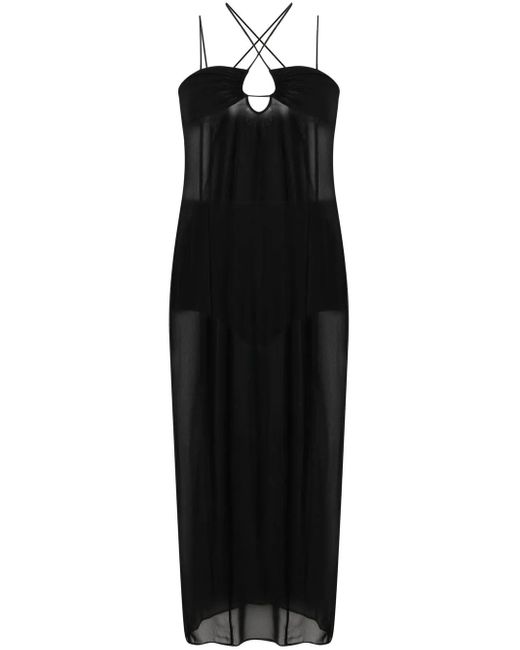 Patrizia Pepe Black Abito Sottoveste Midi Dress