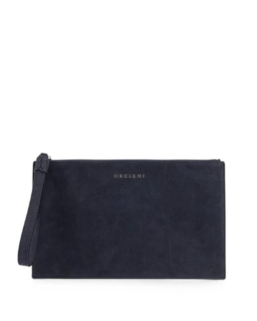 Orciani Blue Leather Wristlet Clutch Bag for men