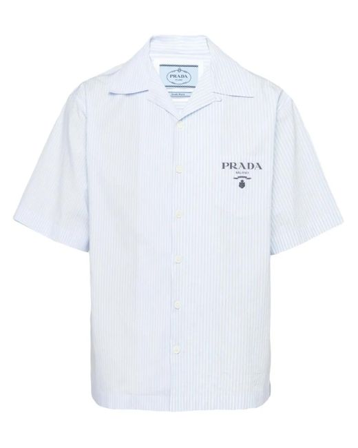 Chemise En Coton À Rayures Prada pour homme en coloris White
