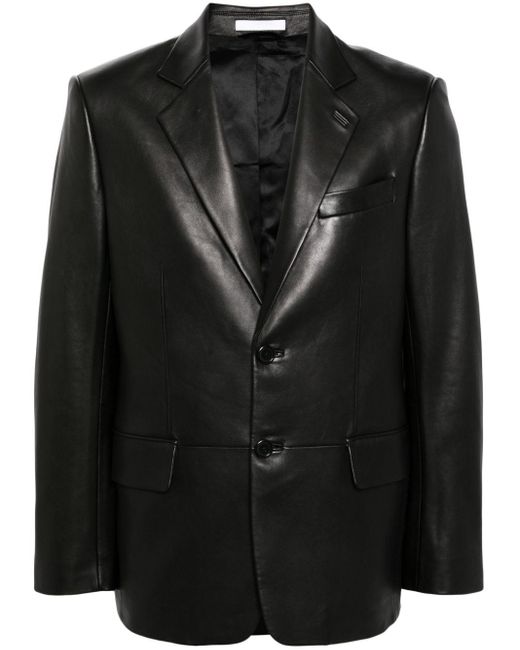Helmut Lang Black Single-breasted Leather Blazer