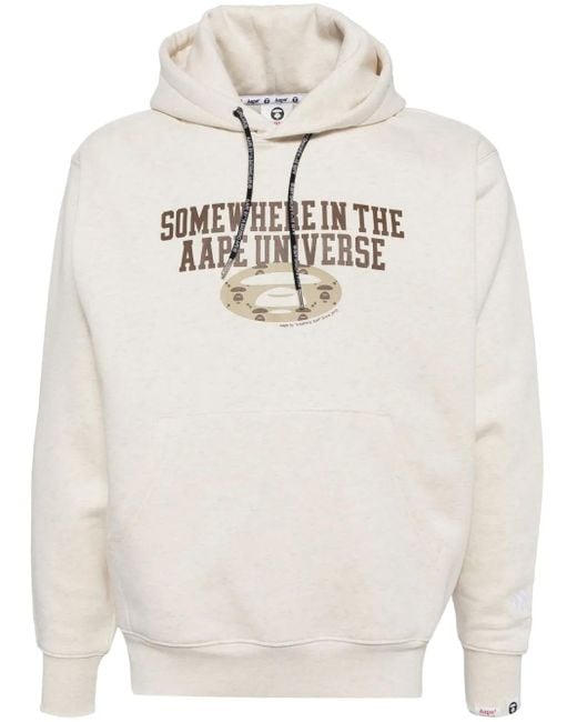 Aape By A Bathing Ape White Logo-Print Hoodie for men