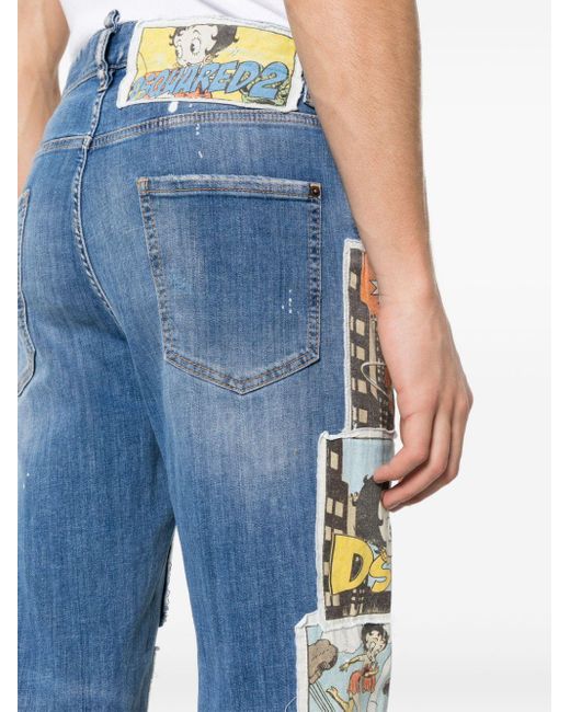DSquared² Blue Betty Boop Straight-leg Jeans for men