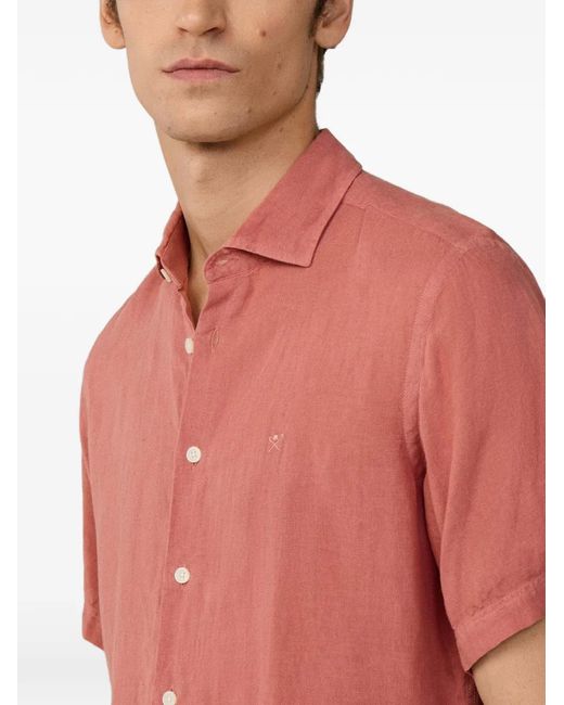 Hackett Red Garment-Dyed Linen Shirt for men