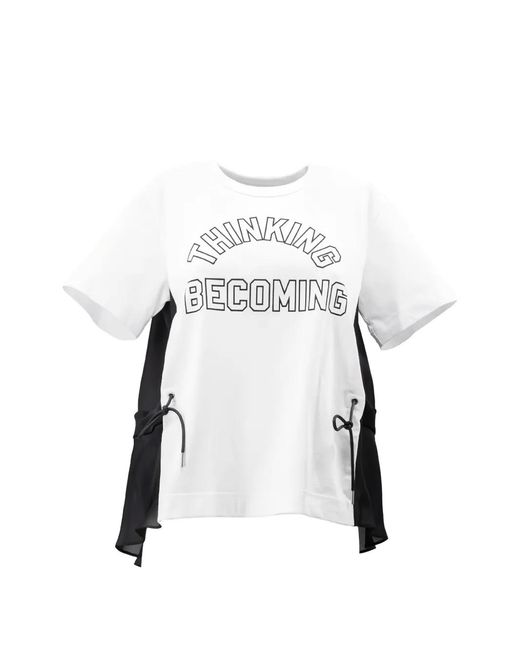 Sacai White Panelled Drawstring T-Shirt for men