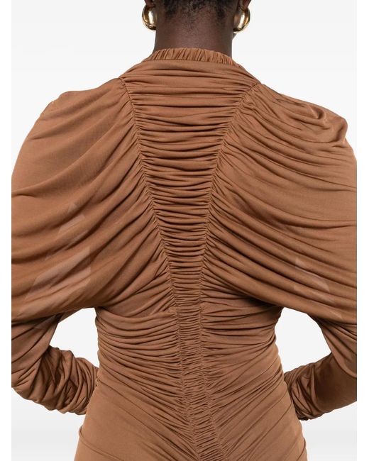 Christopher Esber Brown Orion Ls Long-Sleeve Mini Dress