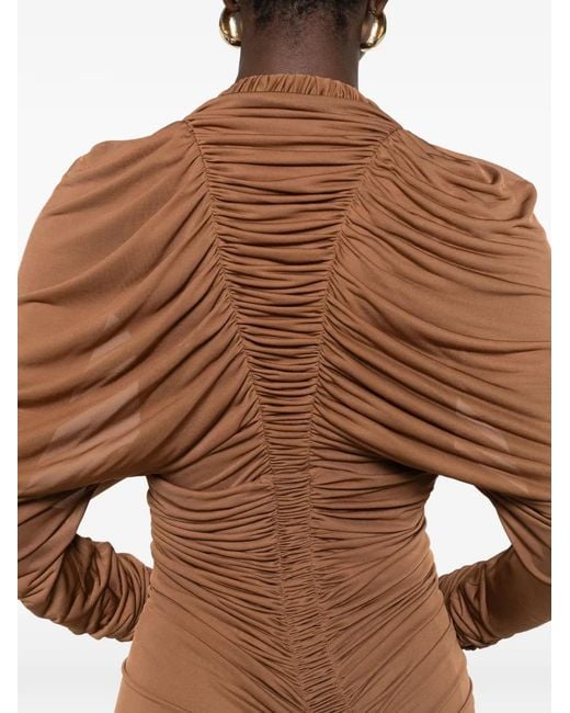 Christopher Esber Brown Orion Ls Long-Sleeve Mini Dress