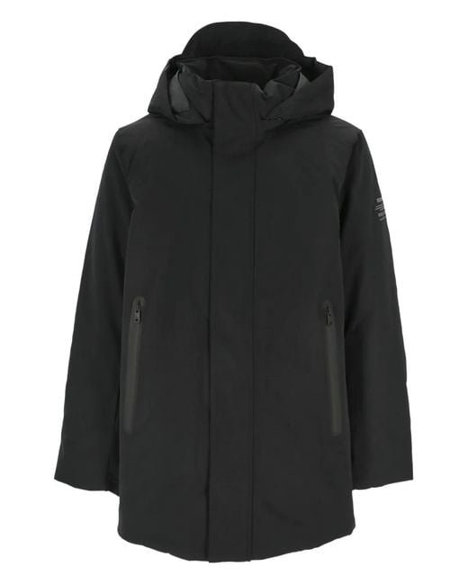 Ecoalf Black Hooded Recycled-Fabric Jacket for men