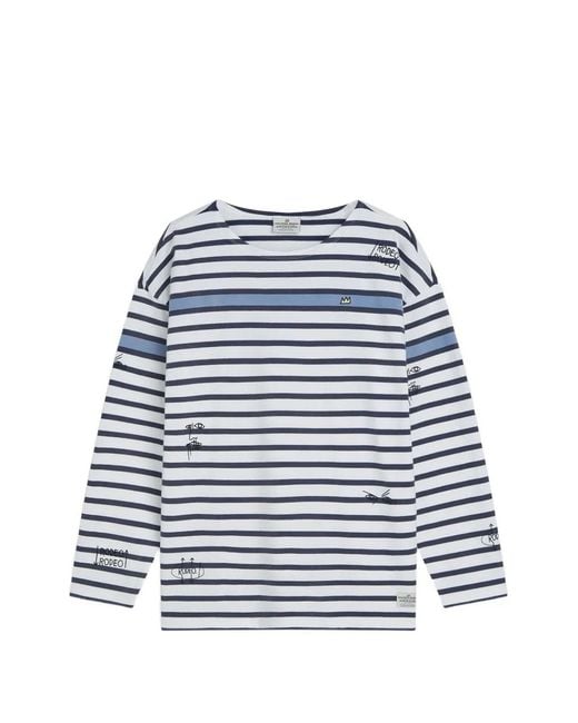 Scotch & Soda X Basquiat Breton gestreiftes T-Shirt in Blue für Herren
