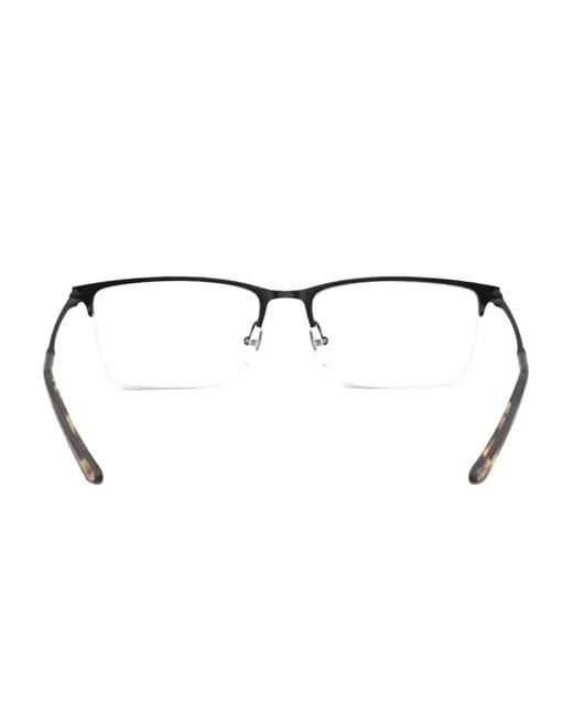 Emporio Armani Black Rectangle-Frame Semi-Rimless Glasses