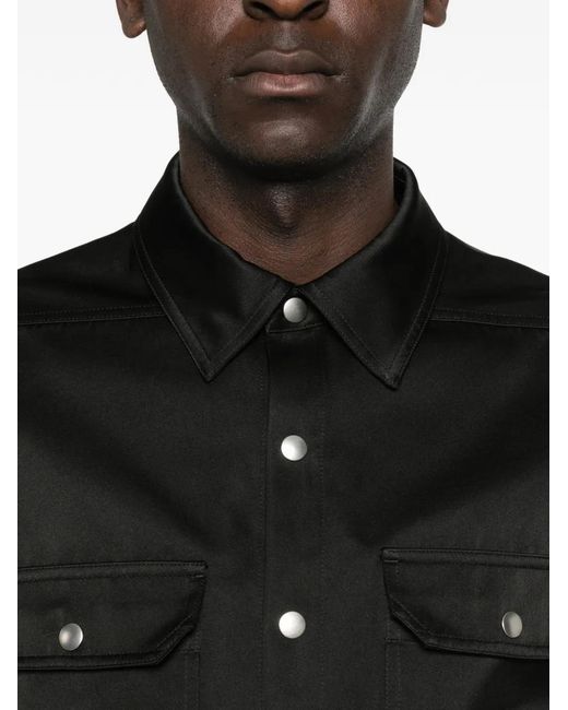 Rick Owens Black Pocket Outer Shirt for men
