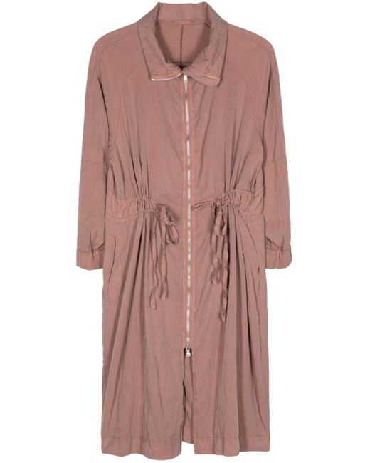 Transit Pink Zip-up Crinkled Trench Coat