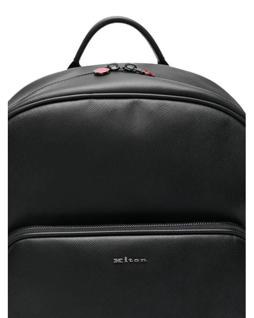 Kiton Black Zip-Fastening Backpack for men