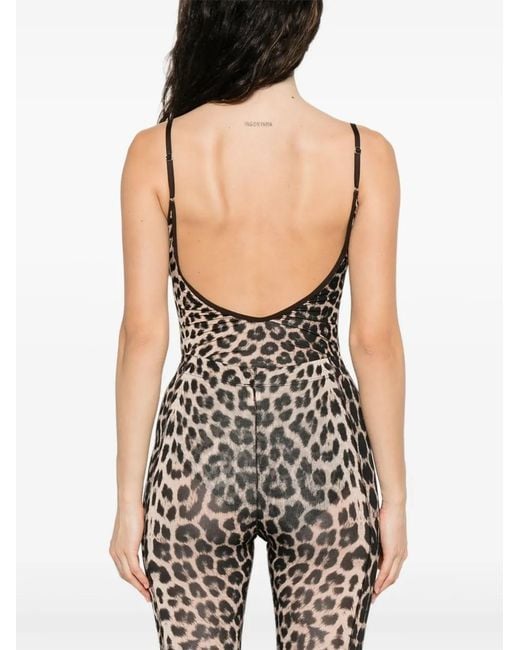 Baserange Black Leopard-Print Bodysuit