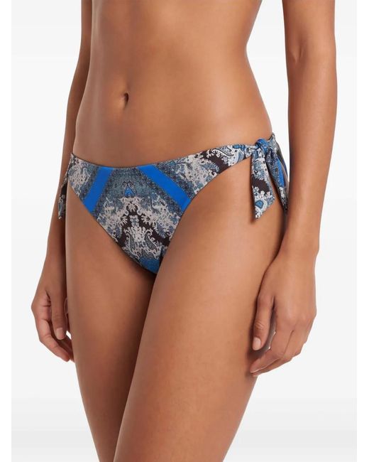 Twinset Blue Paisley-Print Bikini Bottoms