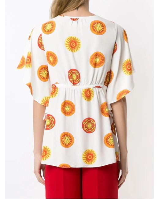 Amir Slama Orange Tie-Fastening Printed Blouse