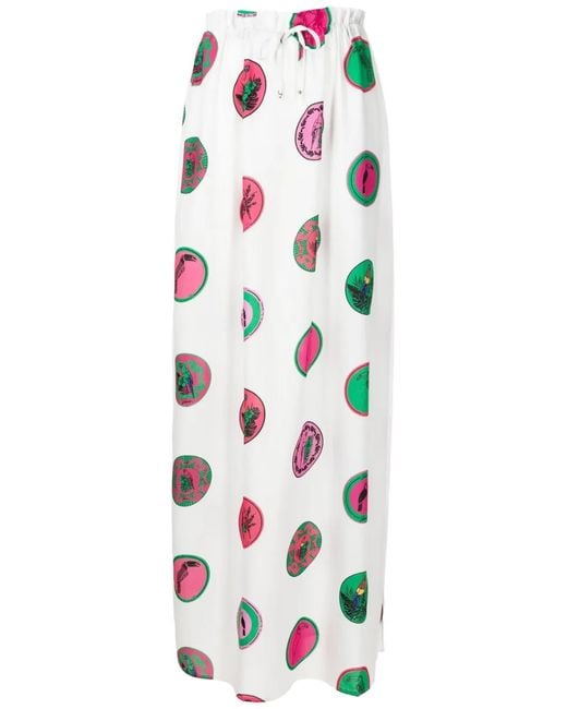Amir Slama White Graphic-Print Maxi Skirt