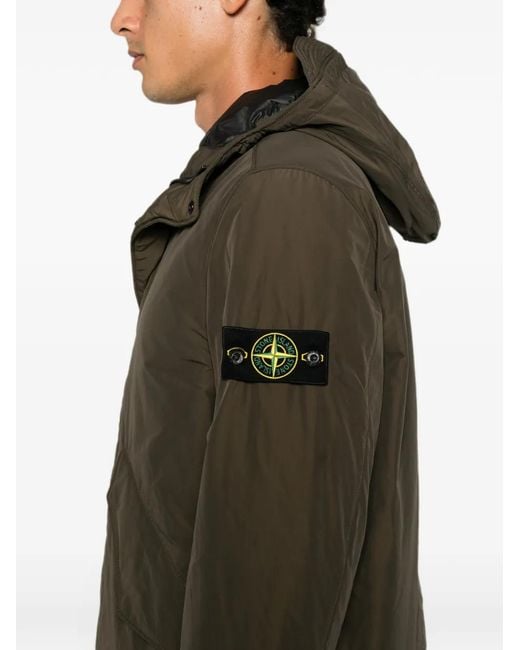 Stone Island Brown Hooded Logo-Patch Jacket for men