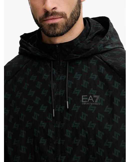 Chaqueta Con Motivo Y Capucha EA7 de hombre de color Black