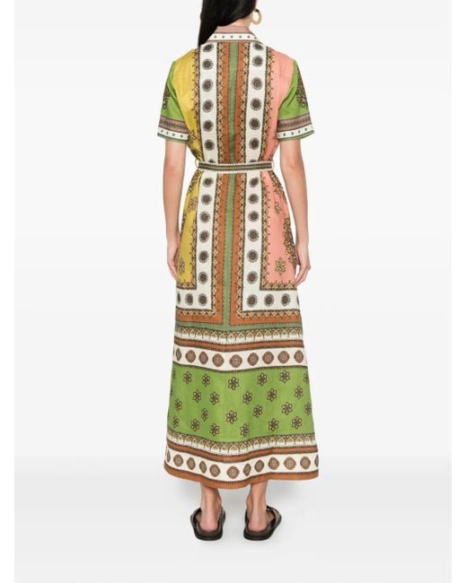 ALÉMAIS Green Contina Midi-Hemdkleid