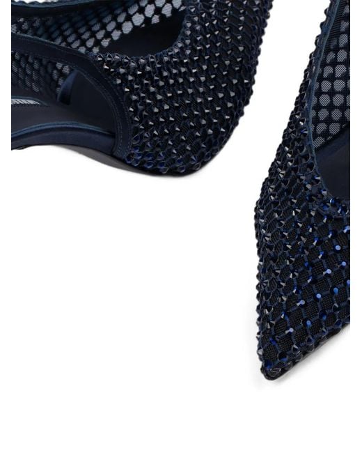 Le Silla Blue Gilda Crystal-Embellished Slingback Pumps