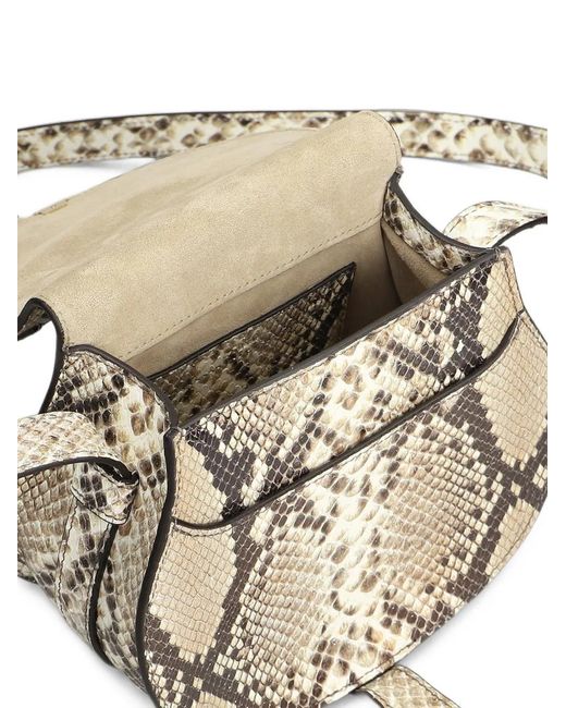 Chloé Metallic Marcie Python-Print Shoulder Bag