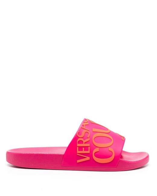 Versace Jeans Couture Logo-print Slides in Pink | Lyst