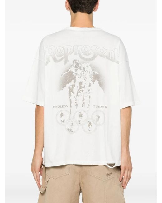 Represent White Graphic-Print T-Shirt for men