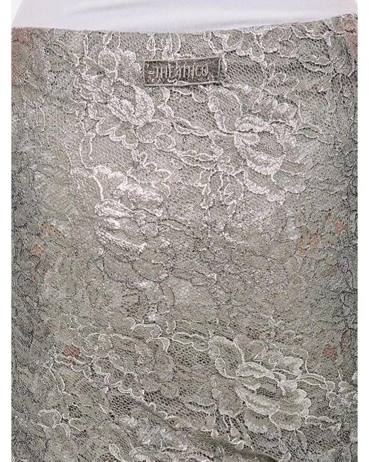 The Attico De Attico Silver Lace Midi Rok in het Gray