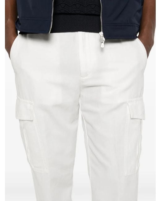 Eleventy White Belt-Loop Cargo Pants for men