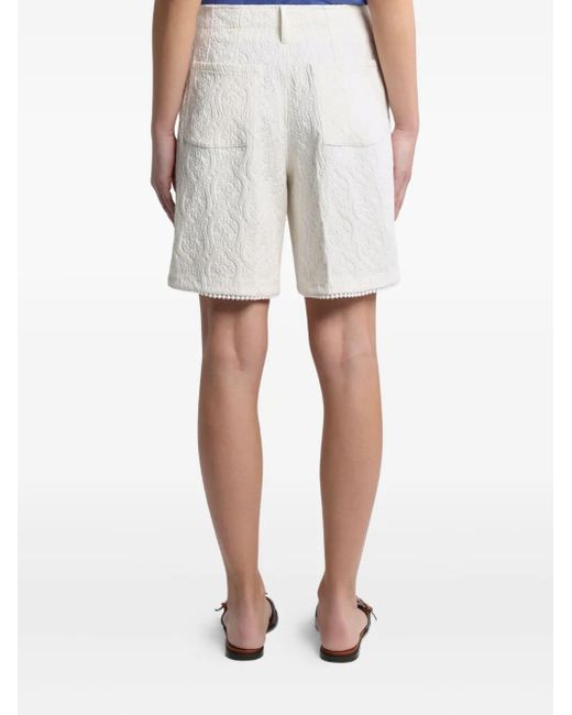 Etro White Paisley-Jacquard Bermuda Shorts