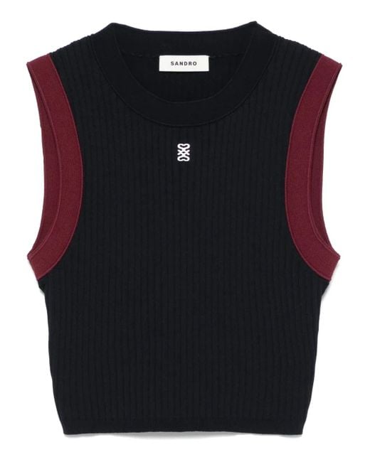 Top corto de punto Sandro de color Black
