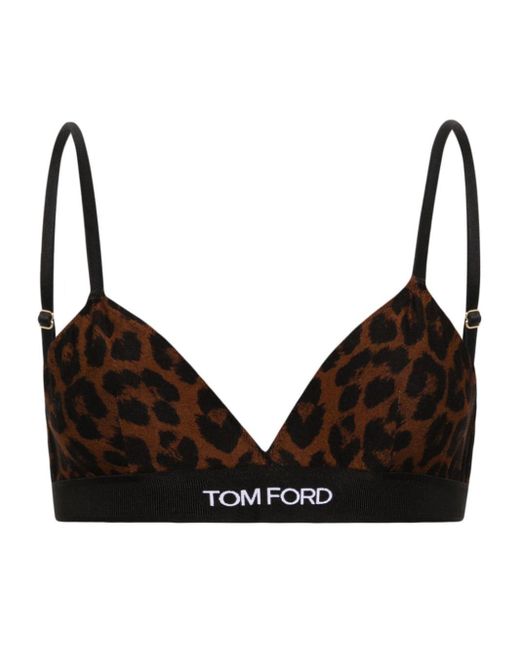 Tom Ford Black Bralet mit Leoparden-Print