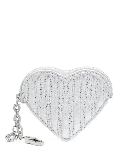 Cartera acolchada con corazón metalizado Maje de color White
