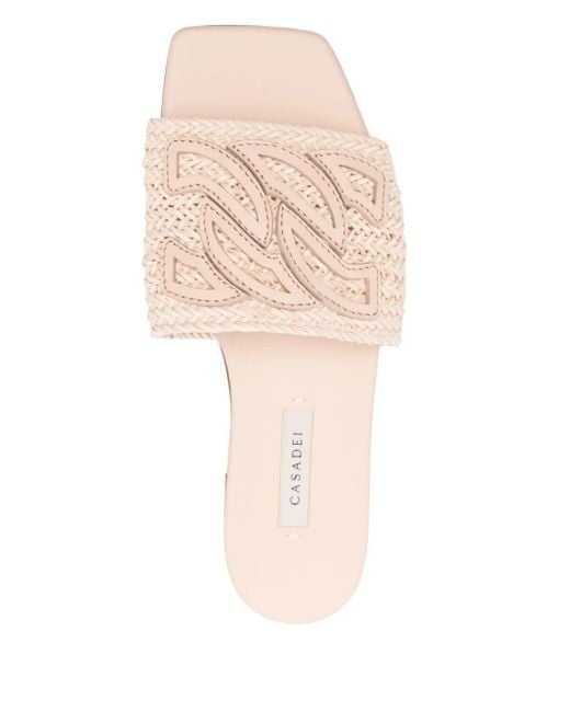 Casadei Natural Positano Flat Sandals