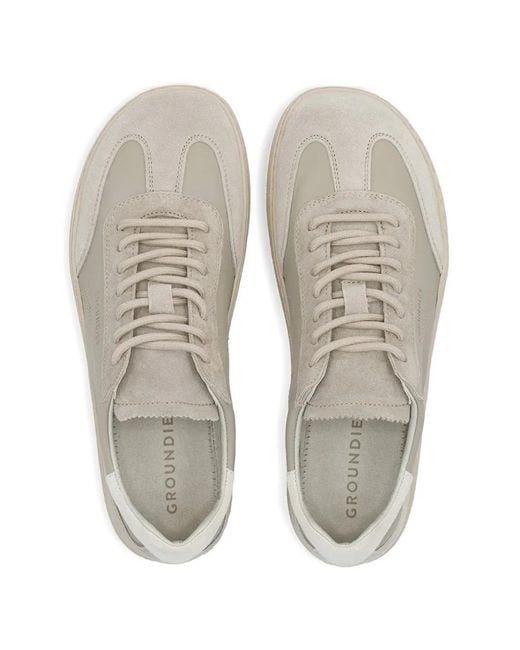 Groundies Gray Panama Suede-Panelled Logo-Print Sneakers
