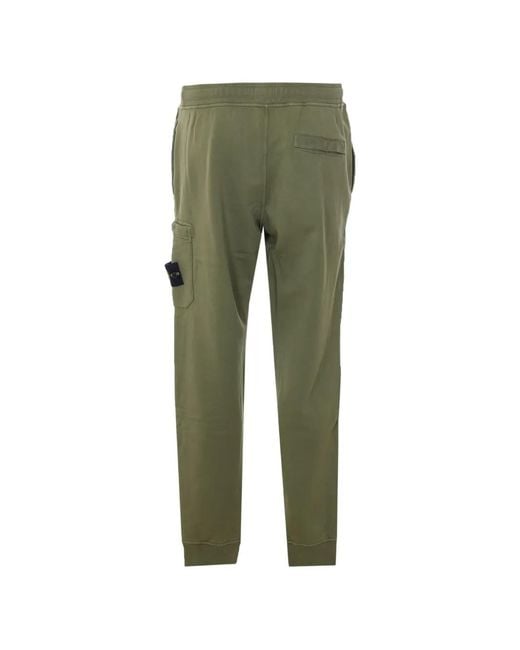 Stone Island Green Elasticated Patch Logo Track Pants for men